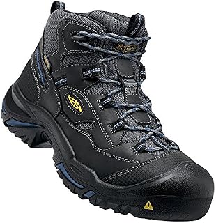 KEEN Utility mens Braddock Mid Soft Toe Waterproof Work Boot, Raven/Estate Blue, 12EE