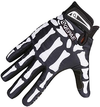 Azarxis Skeleton Gloves Adjustable Lightweight Racing Skull Sports Work Bone Gloves Anti-Slip Breathable for Men & Women Motorcycle, Cycling, Biking, Workout (Black, L)