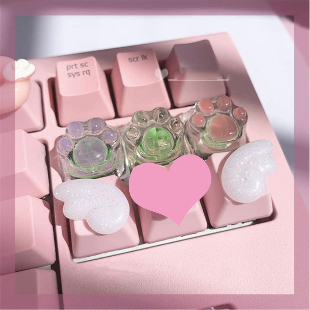 Handmade Cute Keycaps,Compatible with Cherry MX Switches Mechanical Keyboard Pink PBT Keycap,Computer Gaming Keyboards Key Caps,Artisan ESC OEM Profile R4 Key Cap (White S)-image-36