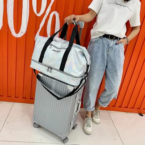 Bolsa Transversal Academia Exercícios Físicos Viagem Unissex Espaçosa Multifuncional (Prata)