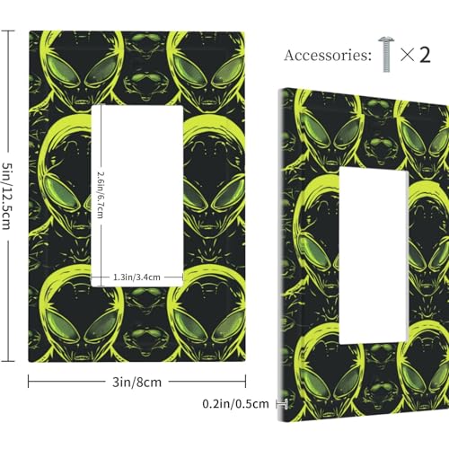 Placa de pared GFCI con diseño de alien verde para interruptor basculante individual 4