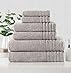 COTTON CRAFT 6 Pc Towel Set - 100% Cotton Super Zero Twist - 2 Oversized Large Bath Towels,2 Hand Towels,2 Washcloths - Super Soft Ultra Absorbent Everyday Luxury Hotel Spa Shower Pool Gym Dorm - Grey