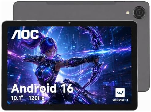AOC 10 Inch Tablet Android 16, 120Hz IPS High Brightness HD Displ...