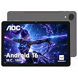 AOC 10 Inch Tablet Android 16, 120Hz IPS High Brightness HD Display, 8-Core Processor, Widevine L1 HD Streaming, 4GB RAM 128GB Storage (1TB Expand), 6000mAh Battery, WiFi, Face ID, Metal Body, Gray