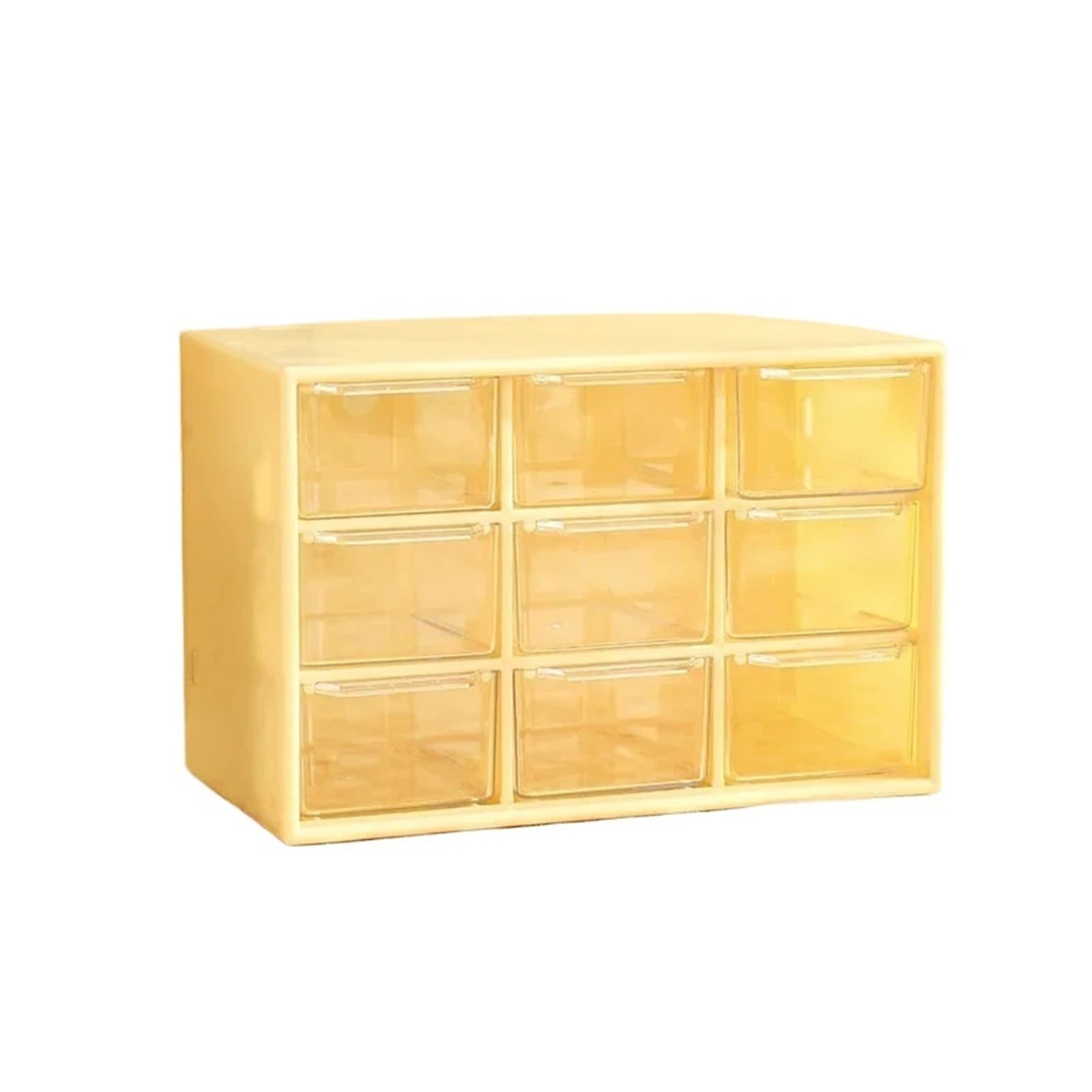 GMGQJST Compartment Storage Boxes Desktop 9 Grid Storage Boxes Organizer Transparent Small Drawer Partitioned Student Desk Wall-mounted Sundries Storage Box Cute(YELLOW)