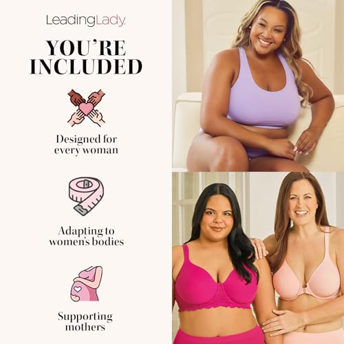 Image of Leading Lady, Brigitte Full Coverage, Underwire, Lightly Padded T-Shirt Bra, Side & Back Smoothing, Adjustable Straps,36A-54G