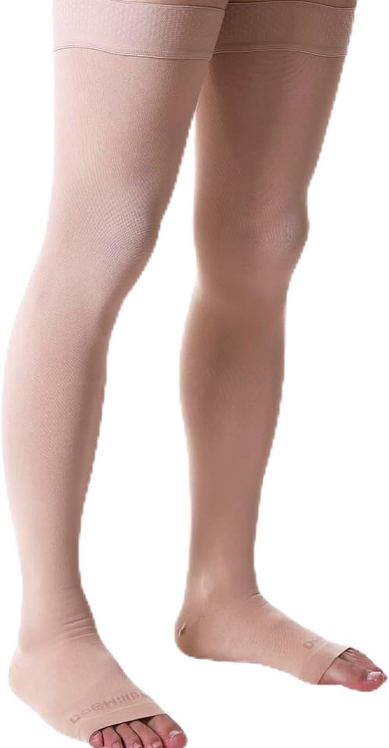 Thigh High Compression Socks - Open Toe, 20-30mmHg for Varicose Veins, Calf, Leg & Ankle Support, Pregnancy & Maternity Stockings, Small to Plus Size