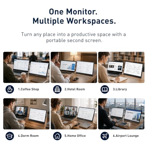Image of KOORUI 15.6 inch Portable Monitor FHD 1080P IPS External Display, Second Screen for Travel and Office, USB-C HDMI Gaming Monitor with Kickstand & Speakers for Laptop PC