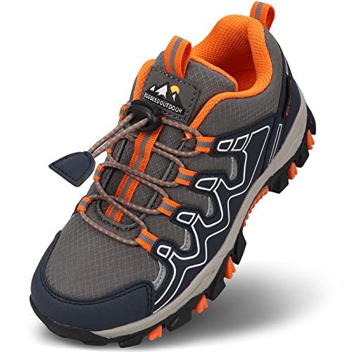 UOVO Boys Hiking Shoes Kids Waterproof Running Trail Fashion Sneakers Breathable Lightweight Outdoor Walking Athletic Navy Orange,7.5 by UOVO - Used condition - US$35.47