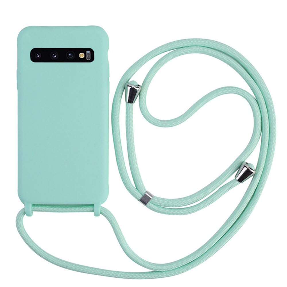 Étui pour Samsung S9 Plus collier cordon sangle silicone coque arrière vert clair - 6