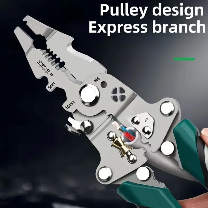 Image of Daccfy All in 1 Multifunction Stainless Steel Wire Stripper /Wire Crimping Tool, Wire Cutter, Wire Crimper, Cable Stripper, Wiring Tools and Multi-Function Hand Tool Wire Stripper (Green wire Stripper)