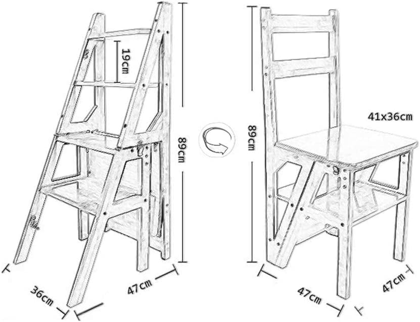 Estante simple de bambú y taburete escalera plegable blanco J08P 2