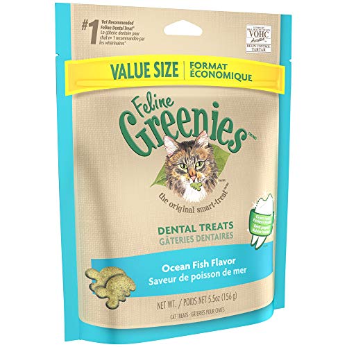 DISCONTINUED: FELINE GREENIES Dental Treats For Cats Ocean Fish Flavor 5.5 oz.