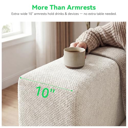 Image of MONVANE 103'' Oversized Boneless Sectional Couches for Living Room, 4-Seat L Shaped Cloud Couch, Modular Sofa with Ottoman & 4 Throw Pillows, Comfy Chenille, No Assembly Required, Beige