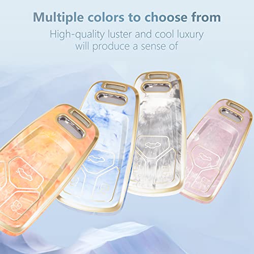 Sweetbond Key Fob Cover For Audi A4 S4 Rs4 A5 F5 S5 Rs5 A6 A7 A8 S8 Q2 Q5 Sq5 Q7 Sq7 Tt Tts Ttrs R8, Fashion Key Shell With Diamond Gold Keychain (Pink) #TOP6