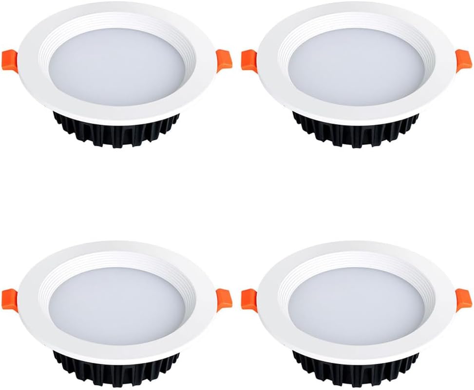 4 Pack Die-cast Aluminum Ceiling Downlight, 7W LED Recessed Ceiling Light, Dimmable Round Panel Lamp, Flat Downlight for Bedroom Living Room Corridor Dining Room Lighting Fittings