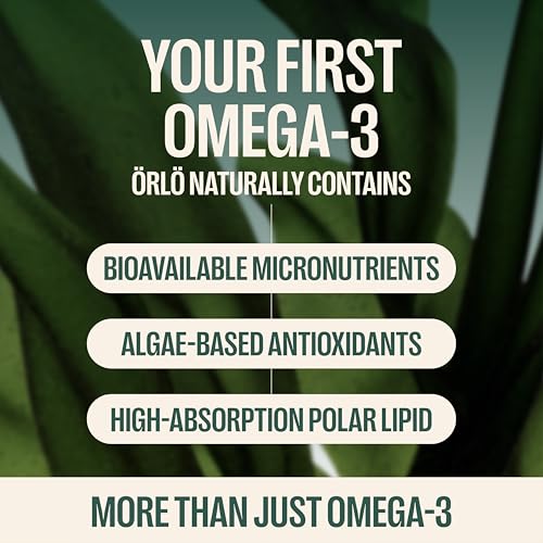 Orlo DHA - veganes DHA Omega-3-Nahrungsergänzungsmittel - dreifache Omega-3-Wirkung - pflanzliche DHA & EPA Omega-3-Algenöl-Fettsäuren - Fischöl-Alternative (60 mini Weichkapseln)