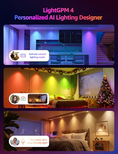 Lepro BG1 AI GU10 Smart Bulb, 400lm Dimmable WiFi Smart GU10 LED Spotlight Bulbs, Music Sync, Works with Alexa & Google, RGB Colour Changing & Tunable White, Personalized AI Lighting Designer, 4-Pack - Image 2