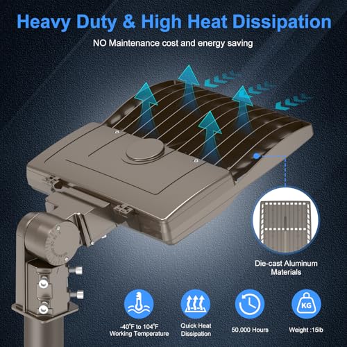 KUKUPPO 200W LED Parking Lot Light Power Adjustable, UL Listed LED Shoebox Parking Pole Light 30,000LM Commercial 5000K IP65 Waterproof Outdoor Area Lighting with Slip Fitter 100-277VAC by KUKUPPO - Used condition - Image 7