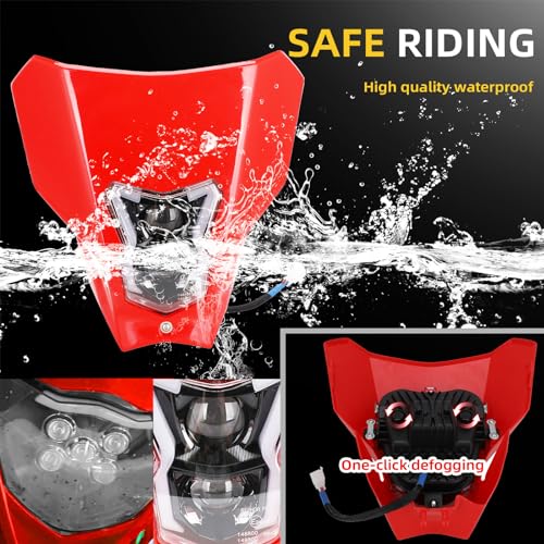 Image of Dirt Bike Headlight,Motorcycle Head Light Universal for CRF450R CRF450L CRF450RX CRF250L CRF250L RALLY CRF300L CRF300L RALLY CRF250R CRF250F Red