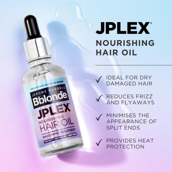 Jerome Russell BBlonde JPLEX Nourishing Hair Oil - Leave In Treatment for Shiny Smooth, Frizz-Free Hair, With Heat Protection, 50ml - Image 2