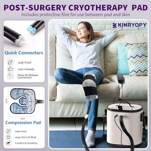 Image of Cold Therapy Machine with Programmable Timer, Portable Ice Machine for Knee After Surgery, Knee Replacement Recovery System, Cryotherapy Pain Relief w /Compression Pad for,Shoulder, Hip and Ankle