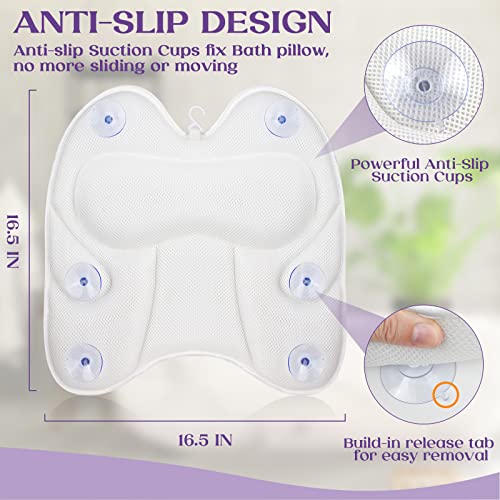 Bath-Pillow-for-Tub-Neck-and-Back-Support-Bath-Pillows-Ergonomic-Bathtub-Pillow-4D-Air-Mesh-Comfort-Spa-Bath-Gifts-for-Women-Mother-Tub-Pillow-for-Hot-Tub-Jacuzzi-Bath-Accessories