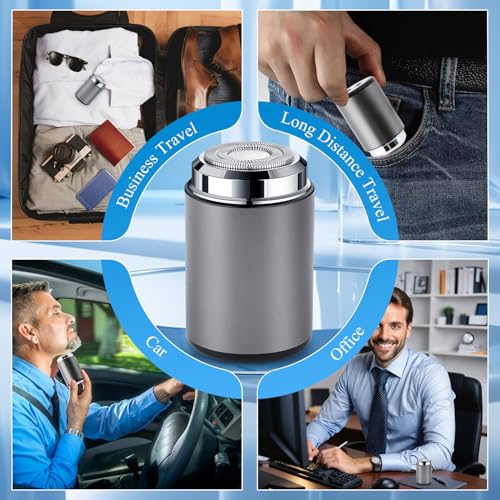 Image of New Unisex Mini Portable Electric Shaver, Portable Mini Electric Shaver, USB C Rechargeable Waterproof Electric Razor Trimmer for Car, Office, Business Trip (Silver)
