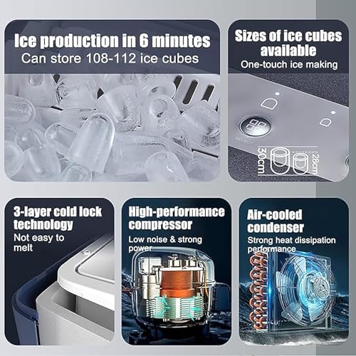 Countertop Ice Maker Machine 130W - Self-Cleaning, 12kg/24h Ice Production, 1.5L Water Tank - Perfect for Home, Kitchen, Office, Bar Use