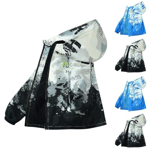 Giacca a Vento Bambini e ragazzi Giacche Impermeabile Cappotto Aggiungi Velluto Antivento Abbigliamento con Cappuccio...