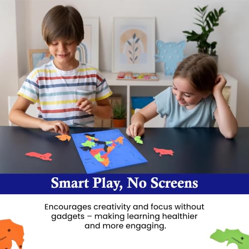 Image of Naksha India Map Puzzle & Flash Cards, 24 Pieces Jigsaw Puzzle, 36 State & Capital Cards and Quiz Tray, Educational Toy and Learning Aid for Boys and Girls, for Kids - 3+ Years