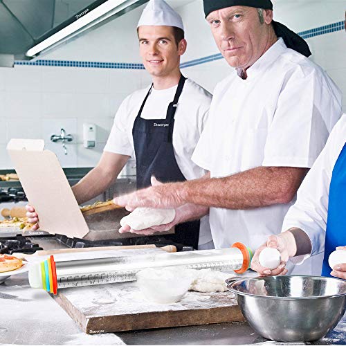 Shacoryze Rolling Pin With 4 Thickness Rings, Adjustable French Dough Roller Stainless Steel Nonstick Pastry Mat Spatula Brush Set For Baking Fondant, Pizza, Tortilla, Pasta, Pie, Pastries, Cookies #TOP4