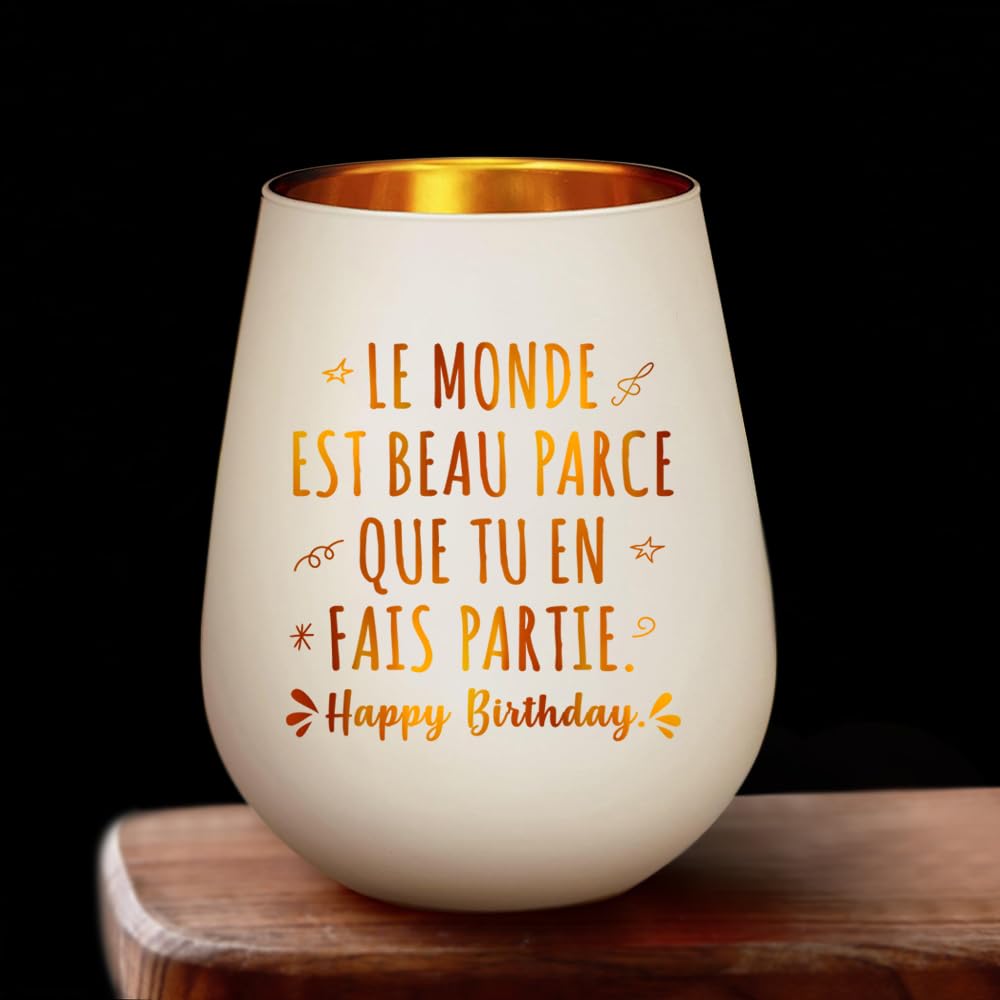 Bougie Bougeoir en Verre Romantique Cadeau Anniversaire Femme Happy Birthday