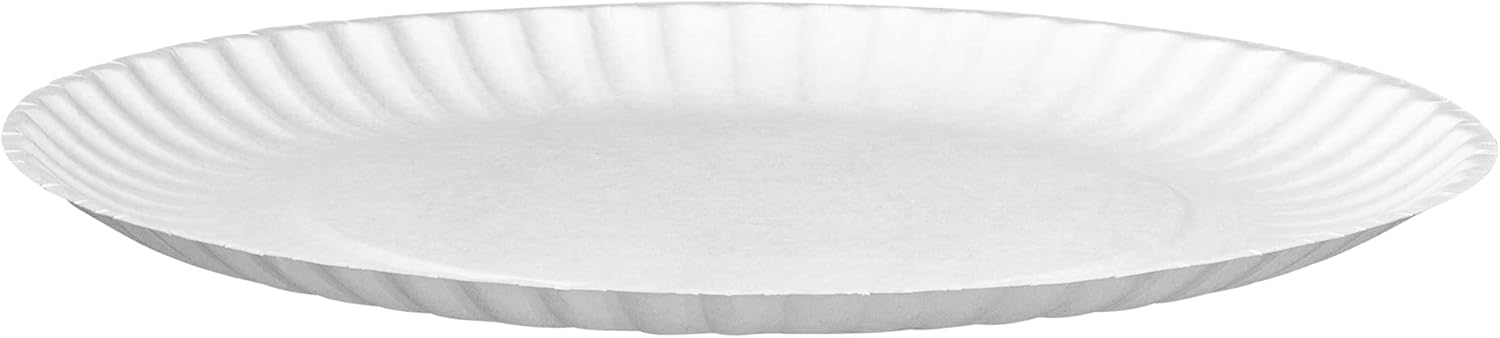 GUSTO [Case of 1200-9 Inch Uncoated White Paper Plates, Disposable, Decorative Craft Paper (Formerly Comfy Package)