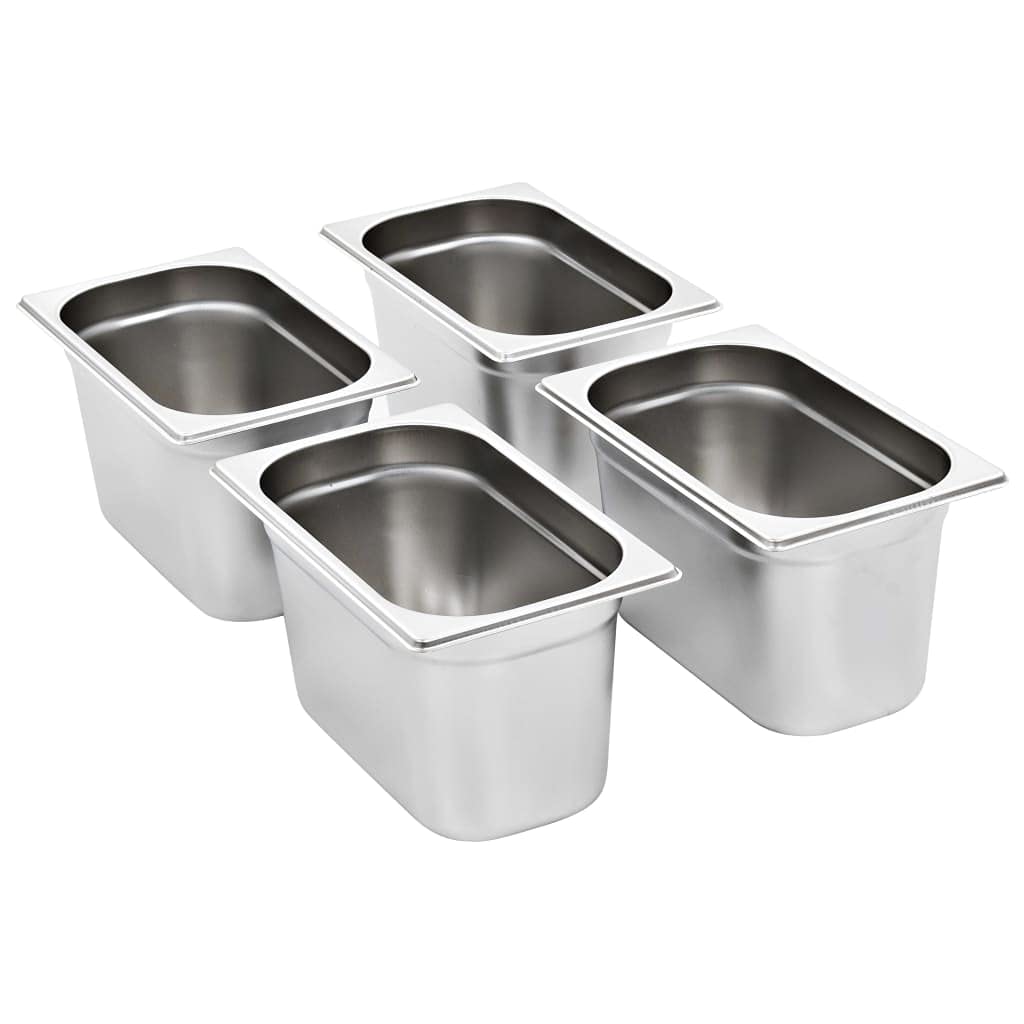 Solivagant Contenitori Gastronorm 4 pz GN 1/4 150 mm in Acciaio Inox,Argento,2.65kg