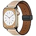 Magnetic Leather for Aple Watch Band 45mm 44mm 41mm 40mm iWatch Bands 42mm 38mm Men/Women,Genuine Leather Strap Correa Replacement Wristband for Apple Watch Ultra band 49mm Series 8/7/6/5/4/3/SE