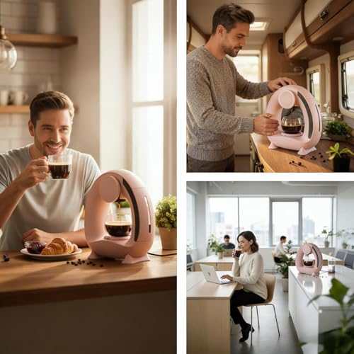 Image of 2 in 1 Single Serve Coffee Maker for K Cup,Ground Coffee and Tea Leaves, 1400W 20s Fast Heating Mini K Cup Coffee Brewer, One Button Operation (PINK)