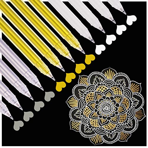Hujugako Fine Point Metallic Gel Pen, 3 Colors Gel Pen Set With Gold, Silver,White Gel Ink Pens For Artists With 0.8Mm Nibs, For Black Paper Drawing,Writing, Sketching, Illustration, Pack Of 12… #TOP28