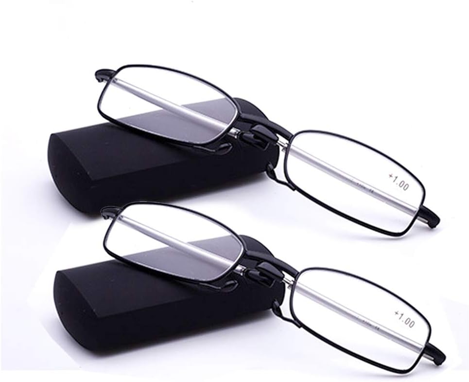 2 Park Readers Glasses are Portable and Foldable Metal Alloy Frame Folding Small Reading Glasses Reader for Men and Women โฆ (3.5, Black)