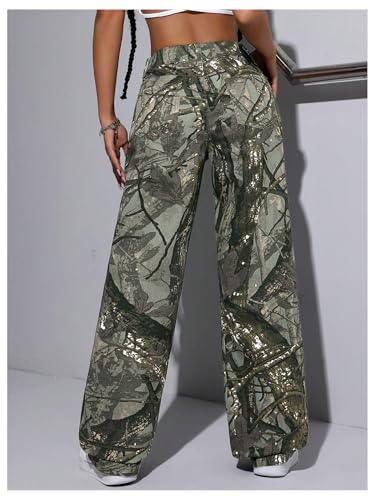 Floerns Women's Realtree Camo Print Jeans Low Waist Hunting Straight Leg Denim Pants2