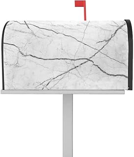 Mailbox Cover Magnetic White Marble Grey Stripe Crack Mailbox Covers Standard Size 21x18in,Mailbox Covers Wrap Post Letter Box Cover for Garden Yard Outdoor Decor Vintage Abstract Line Art
