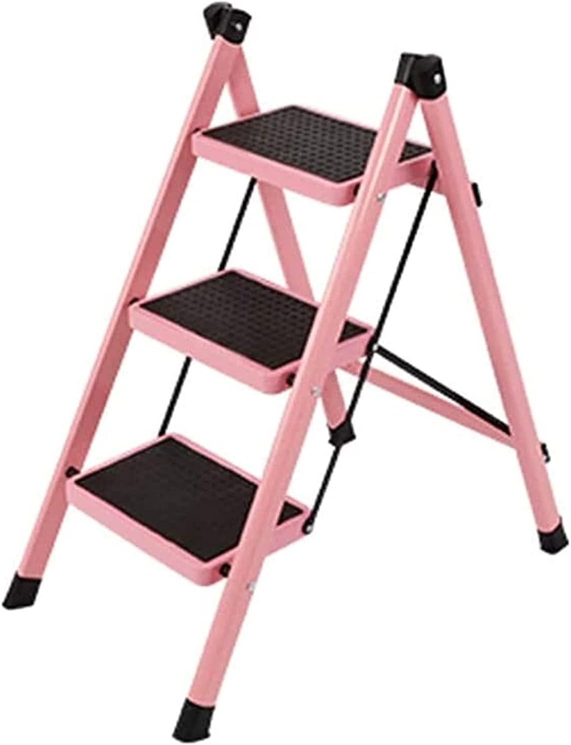 OKUOKA Ladders,3 Step Ladder Folding Herringbone Step Stool Wide Anti-Slip Pedal 330Lbs Capacity Sturdy Stepladders Multi-Use for Household & Office/C/Three-Step Ladder