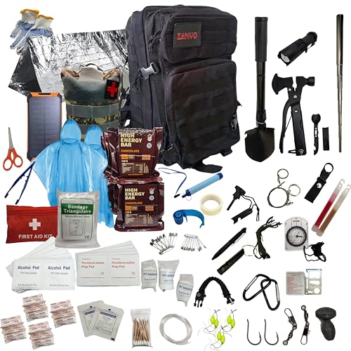 72 Hour Survival Kit Food, Solar Power Bank, Water