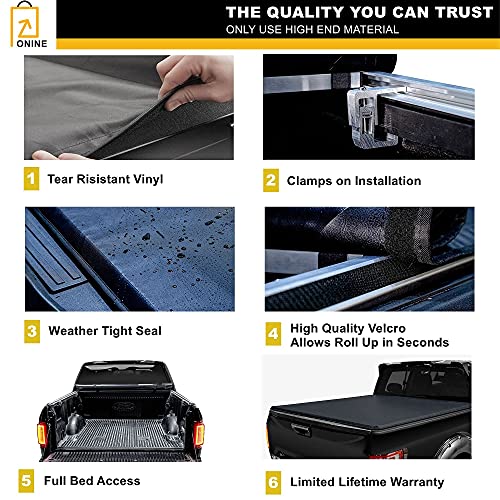 Onine Awr Soft Roll Up Truck Bed Tonneau Cover Custom Fit 2019-2023 Dodge Ram 1500 New Body 5.7Ft Bed(67"), Does Not Fit Classic, Does Not Fit With Multi-Function (Split) Tailgate Or Rambox #TOP3