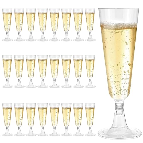 Leiptes 25 Piezas Copas de Champán de Plástico 150ml Copas de Vino de Plástico Transparente Copas de Vino Reutilizable Copas de Plastico para Boda Cumpleaños Fiesta