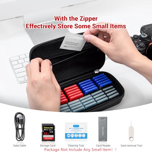 Image of EVA PU CFexpress Type A Card SD Card Holder with 40PCS Individual Plastic Memory Card Case for 20 CFexpress Type-A Cards & 20 SD SDXC SDHC Cards,Water-Resistant CFA Memory Card Storage for Sony Camera