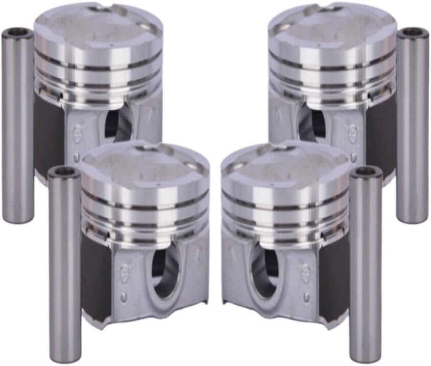 4 Piece Piston And Rings Kit +0.5 23041-2B600 23041-2B610 Compatible With Accent Rio 1.6L DOHC Car Engine