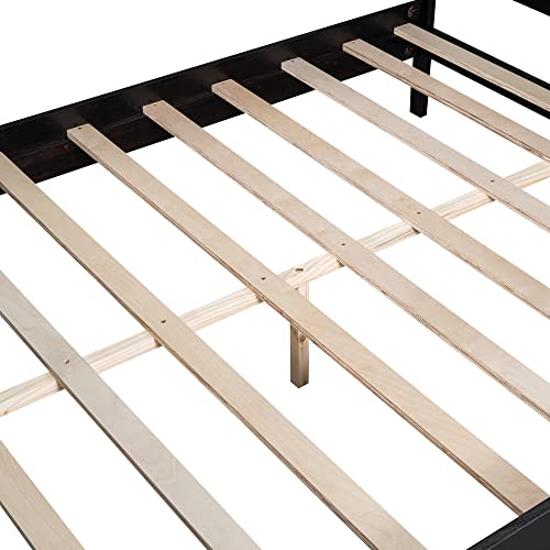 Queen Canopy Bed Frame, With Headboard And Footboard, Wooden Slat Support Leg, For Kids, Teens, Adults, No Box Spring Needed, Black #TOP4