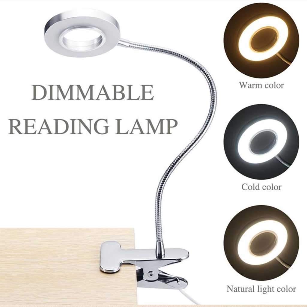 Lampka biurkowa Eye-Chrotect Night Light For Computer, E-Reader Lampa Dioletowa Lampa z zaciskiem Dimmable Reading Light Eye-Care Lampa stołowa USB architekt biuro (Color : A)