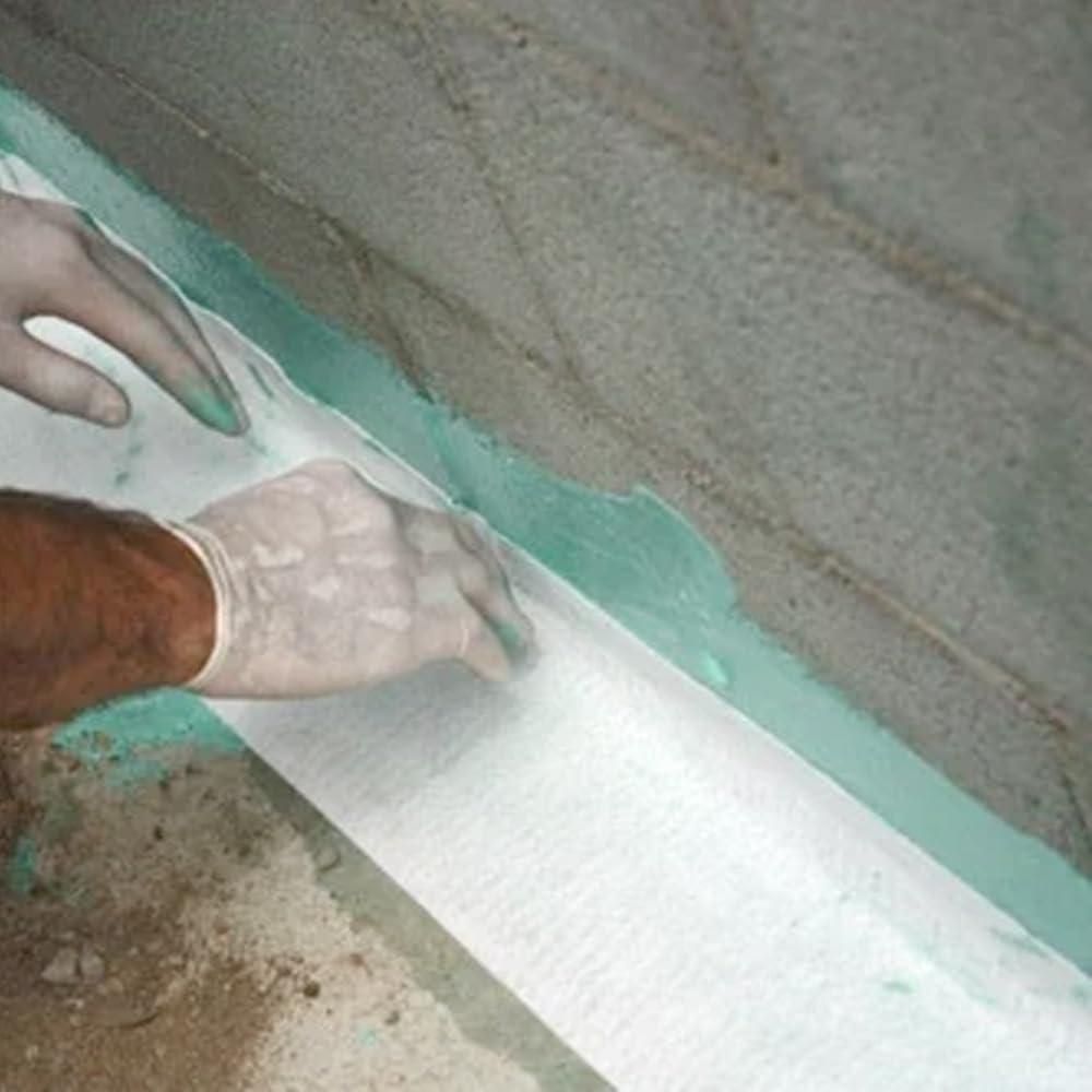 Geotextil de Refuerzo 60g/m² para Impermeabilización 25mx20cm | Mejora y refuerza la impermeabilización con membranas, poliuretano o goma líquida. Puentea grietas fisuras y dilataciones.
